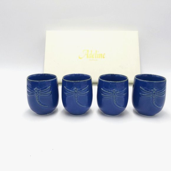 Adeline Fine Porcelain Tea Set-Dragonfly Motif-Cobalt Blue - Picture 9 of 14